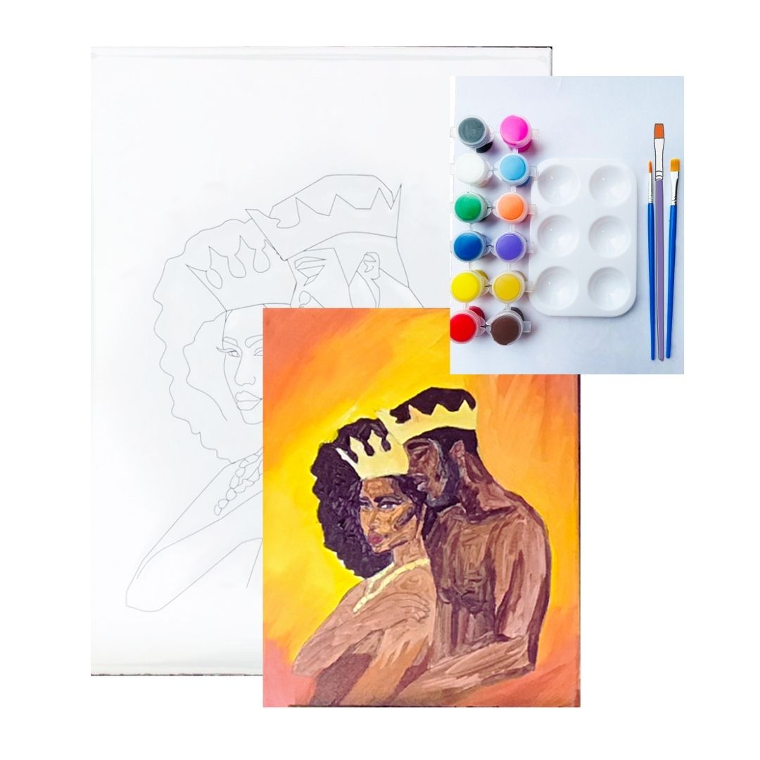 Couples Painting Kit - African king and Queen Canvas - Painting Party Canvas